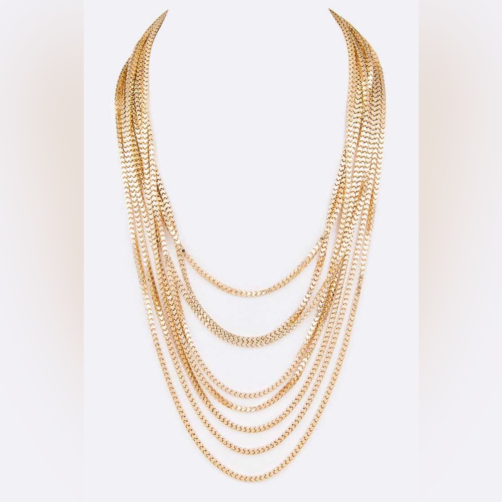 Multi Layered Chain Statement Necklace